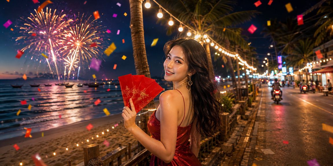 Phong bì đỏ tiền thưởng mùa lễ hội tại bãi biển Mũi Né