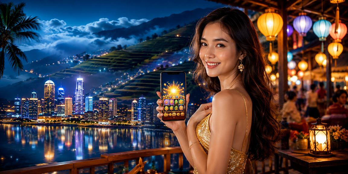 Người chơi tại chợ đêm Sapa trải nghiệm slot game trên điện thoại di động
